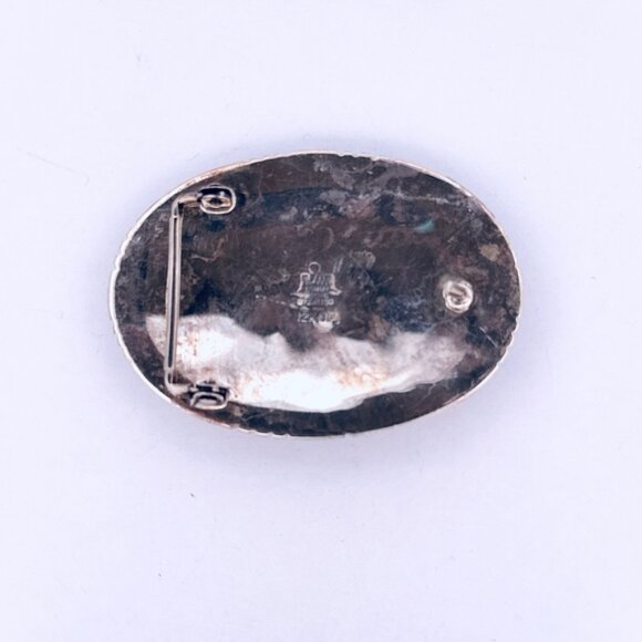 Tommy Moore Sterling Silver & 12K GF Belt Buckle Turquoise & Bull Head Design - Picture 2 of 6